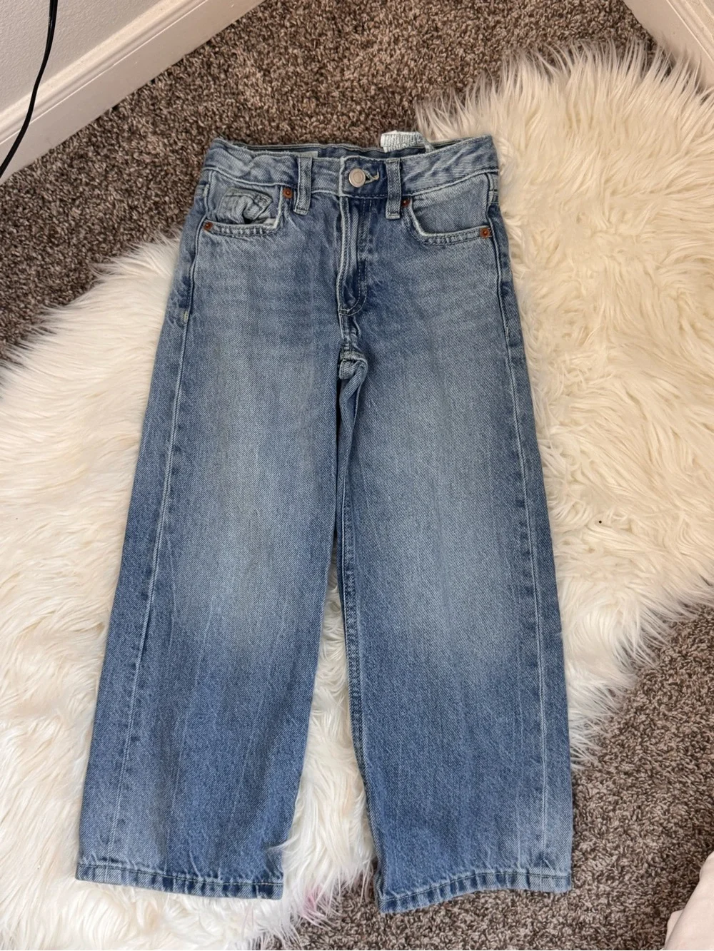 Girls Zara Classic Light Wash Straight Leg Jeans - Blue